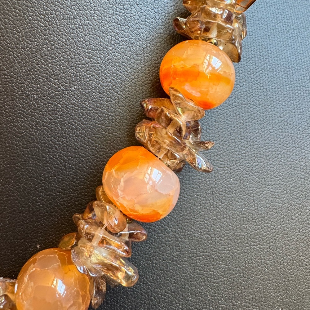 Elegant Orange and Gold Beaded Necklace